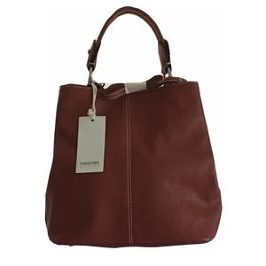 Pebbled leather burnt orange clutch